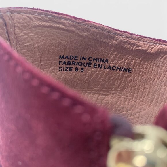 Anthropologie Burgundy Suede Heeled Ankle Boots Side Zip Size 9.5 - Picture 2 of 10